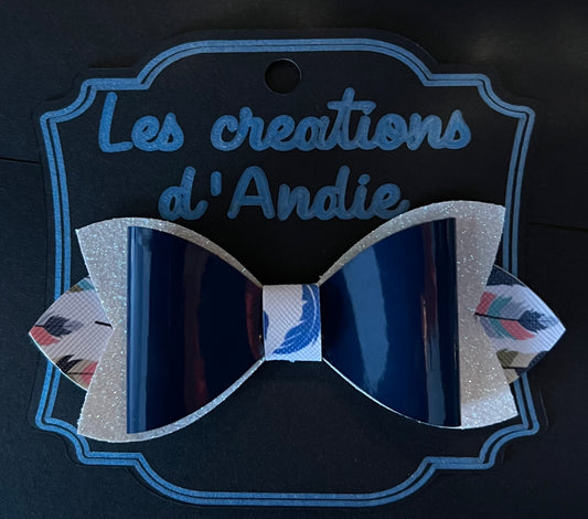 Boucle bleue lustrée + blanc brillant