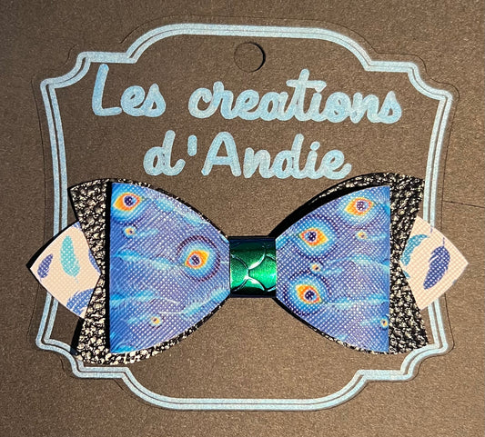 Boucle pour cheveux paon bleu
